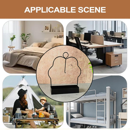 A collage showing the mosquito coil holder in various settings: bedroom, office, camping, and bunk room.