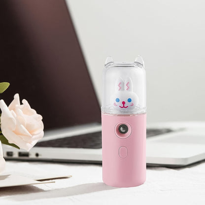Portable Mini Facial Steamer – USB Rechargeable Nano Mist Sprayer with Cute Cartoon Design