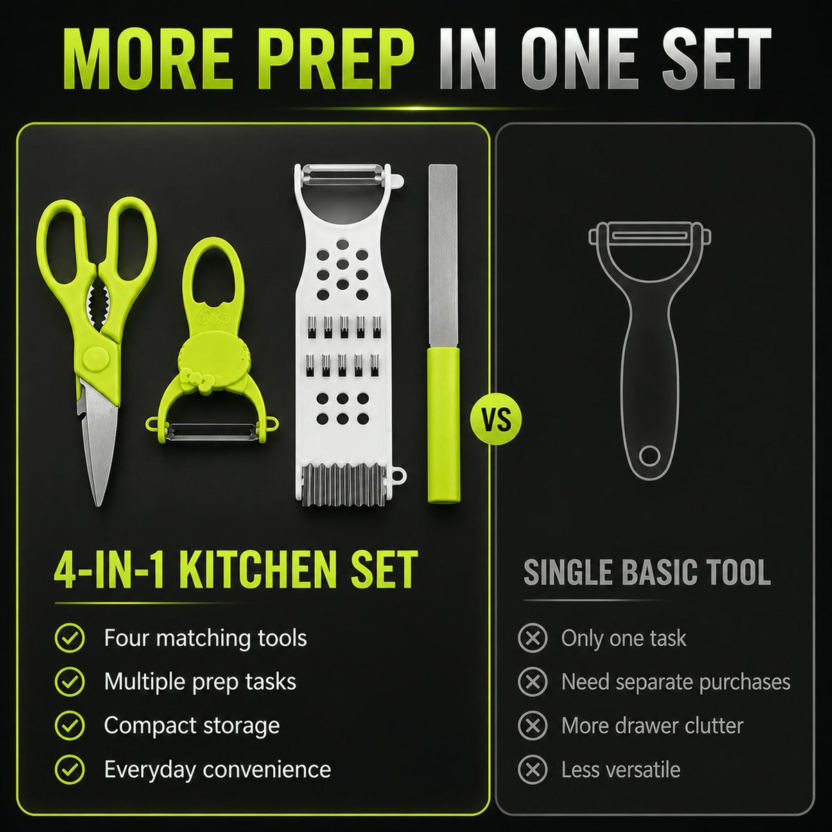 Kitchen Cutting Set – 4-Piece Stainless Steel Multi-Tool Kit