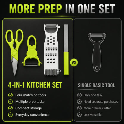 Kitchen Cutting Set – 4-Piece Stainless Steel Multi-Tool Kit