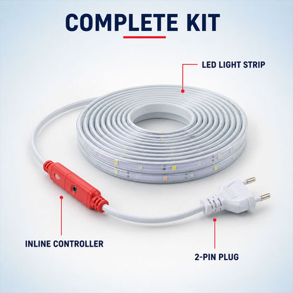 Rope light coiled for storage