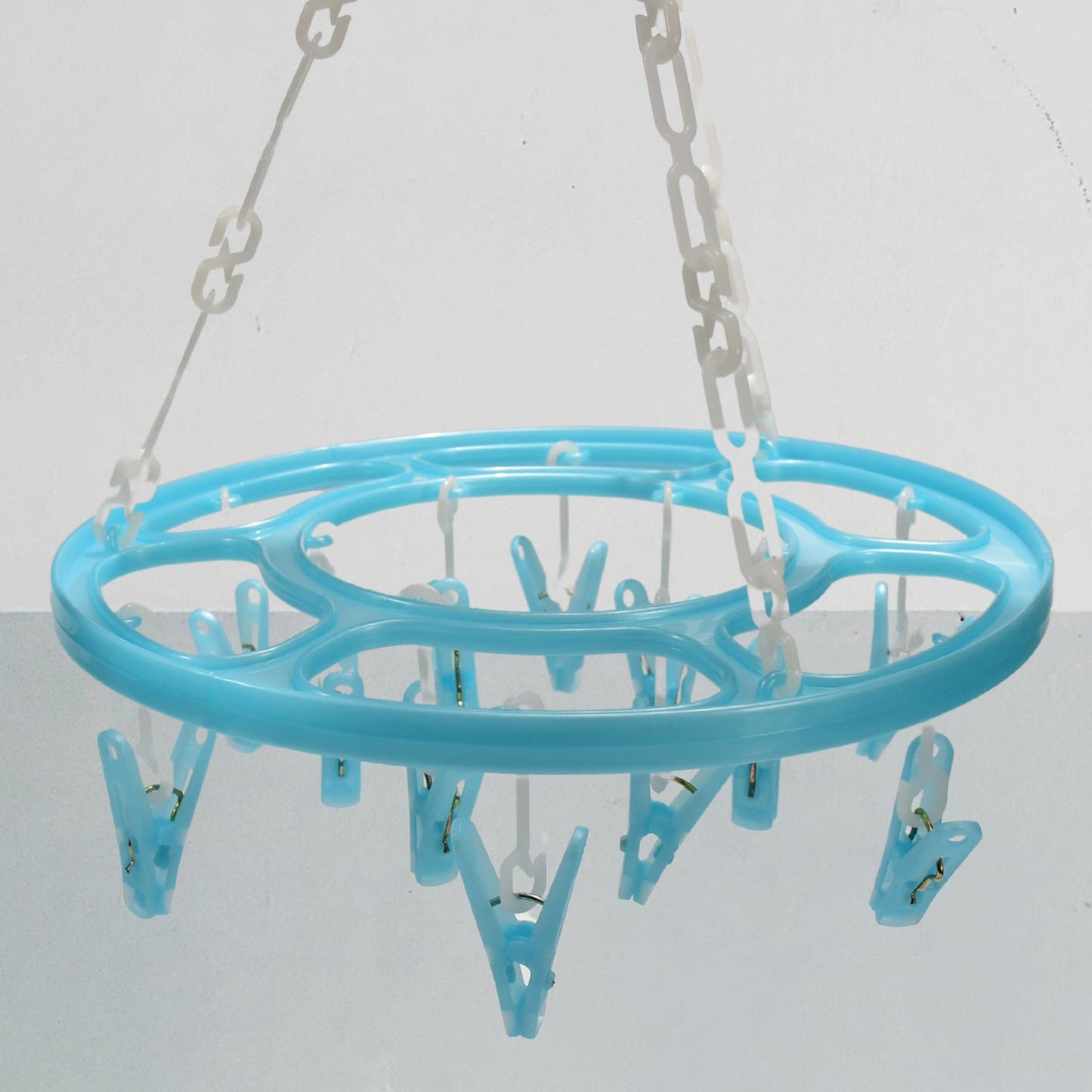 Clothespin Rack Laundry Drying Rack, Clothes Hangers with 12 Clips, Clip Hanger Drip Hanger for Drying Underwear, Baby Clothes, Socks, Bras, Towel, Cloth Diapers, Gloves