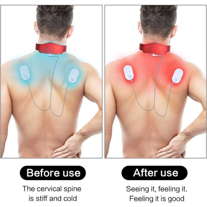 Electric Neck Massager for Pain Relief, Intelligent Neck Massager with Heat, 4 Modes 15 Level Cordless Deep Tissue Point Massager, Portable Neck (1 pc )