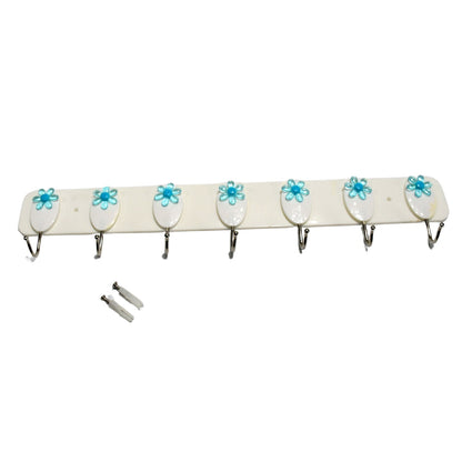 Multipurpose Strong 7 Hook Self-Adhesive hooks for wall Heavy Plastic Hook, Sticky Hook Household For Home, Decorative Hooks, Bathroom & All Type Wall Use Hook, Suitable for Bathroom, Kitchen, Office (1 Pc)