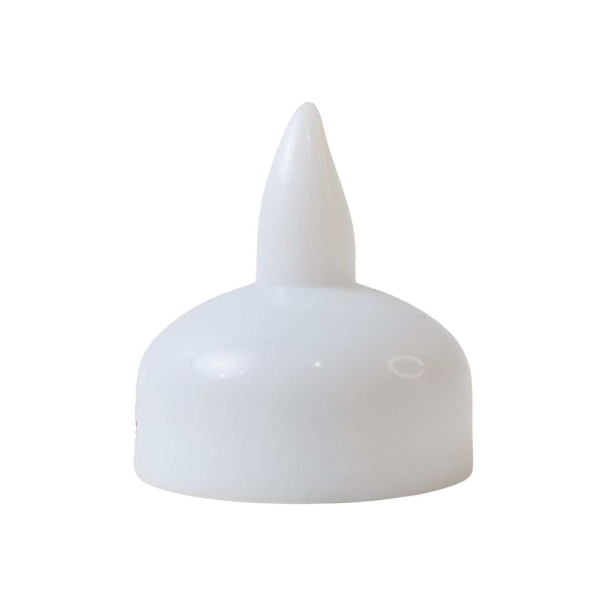 A single white LED floating candle, unlit, shown against a plain white background.