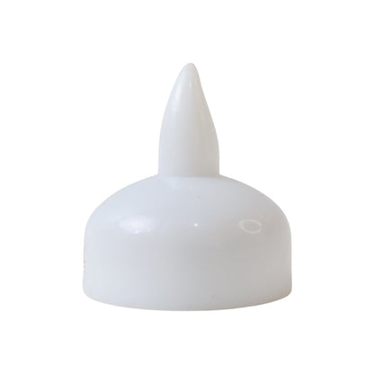 A single white LED floating candle, unlit, shown against a plain white background.