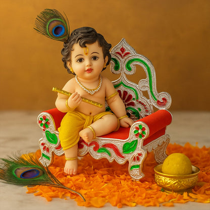 Plastic Decorative Small Singhasan for Laddu Gopal, Krishna Ji or Ganesha Idol (1 Pc)