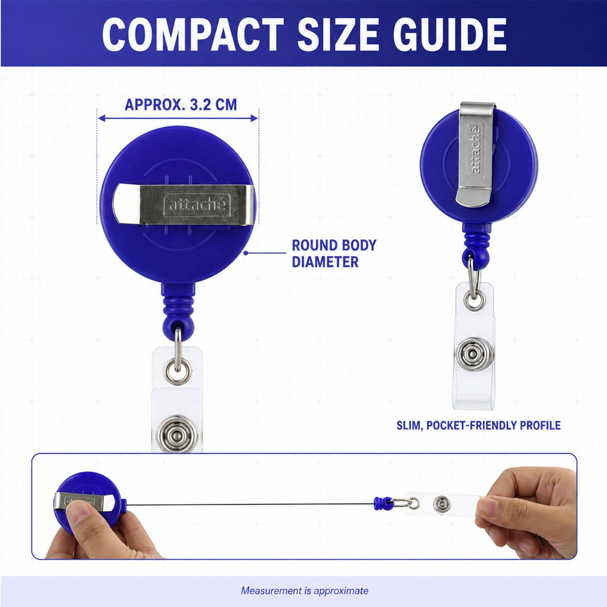Badge reel size guide