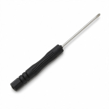 A black and silver mini screwdriver with a textured grip is displayed on a white background.