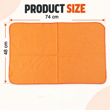 Orange Cotton Multipurpose Duster Cloth for Car and Home (3 Pc, 48 x 74 Cm)