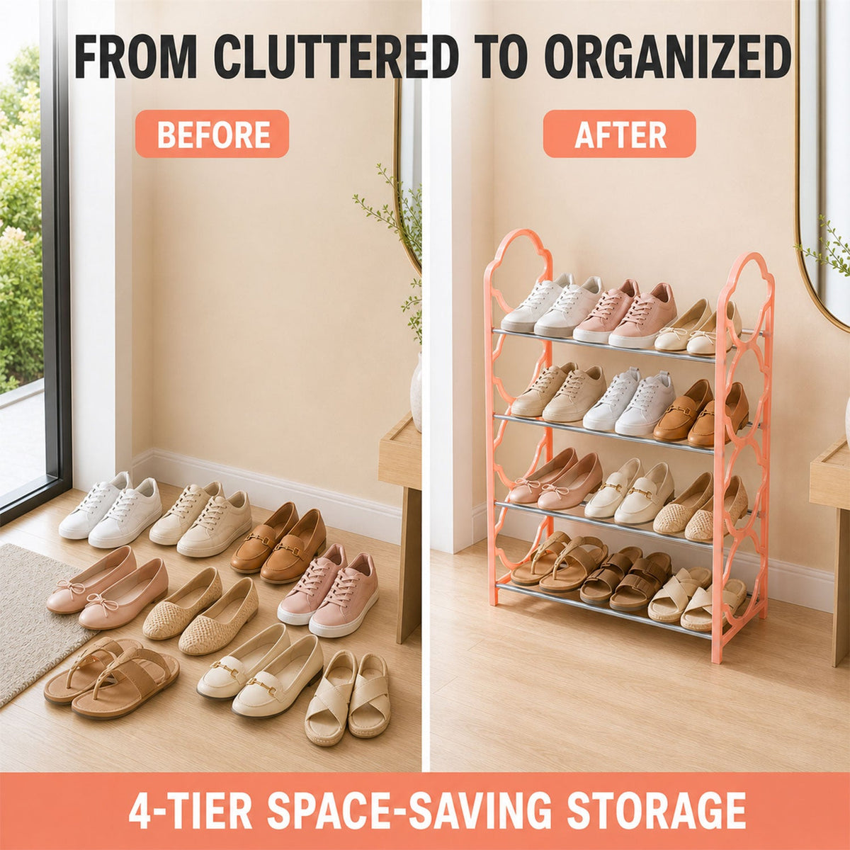 Folding Shoe Rack – 4-Layer Space Saver | India