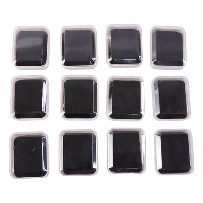 Twelve clear-lidded white jewellery boxes with black inserts arranged neatly on a plain white background.