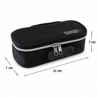 4 Layer Zipper Stationery Pouch Pencil Case with Combination Lock for Students