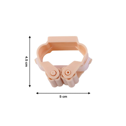 A peach-colored broom holder is shown with dimensions of 4.5 cm height and 5 cm width indicated by arrows.