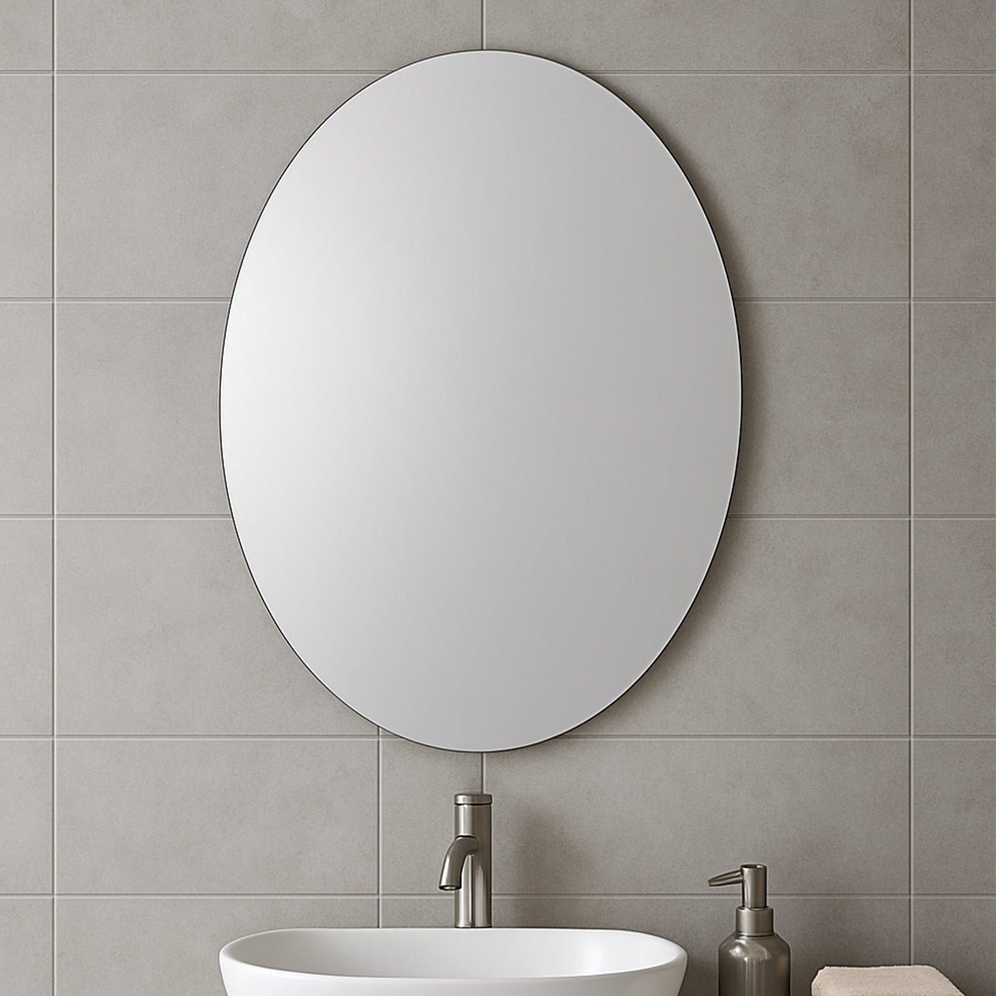 Elegant Oval Frameless Wall Mirror for Home & Office Decor (6 Pc)