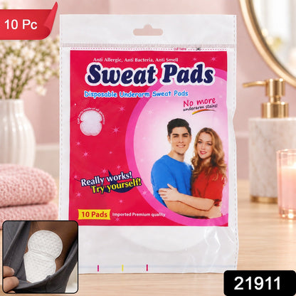 A package of "Sweat Pads" with a couple on the front, with a "10 Pc" label and a product number "21911".