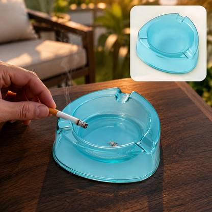 Transparent Ashtray with 3 Cigarette Grooves and Deep Ash Cavity