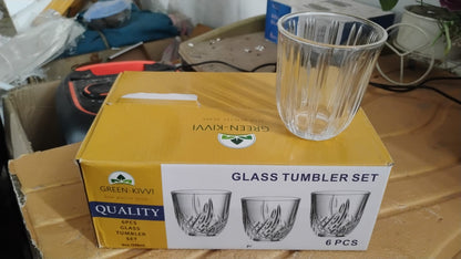 Premium Transparent Glass Tumbler Set (256ML / 6 Pc)