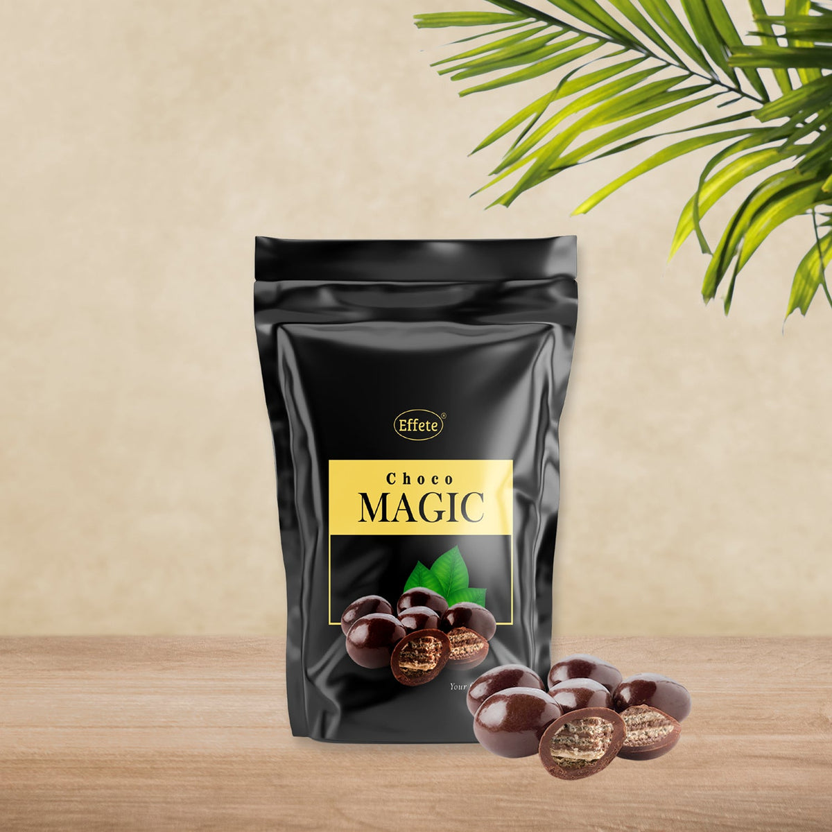 Effete Choco Magic Crunchy Chocolate Bites 40g pouch, front view.