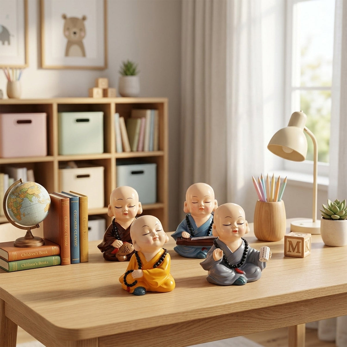 baby monk Buddha figurines study table decor