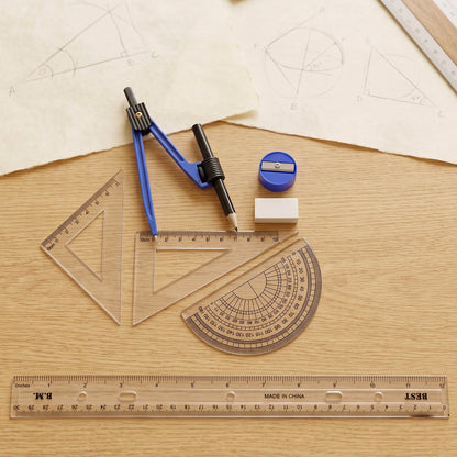 School geometry drawing instruments set