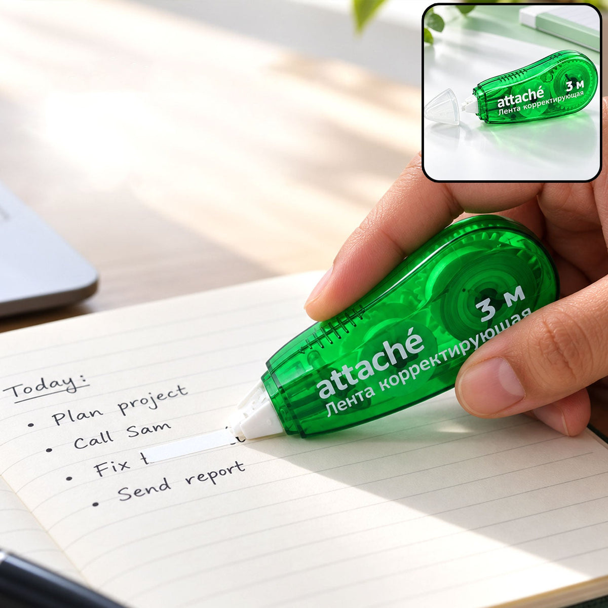 Dry correction tape precision applicator