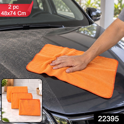 Orange Cotton Multipurpose Duster Cloth for Car and Home (3 Pc, 48 x 74 Cm)