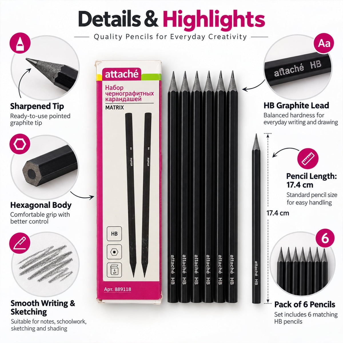 Writing pencils size guide
