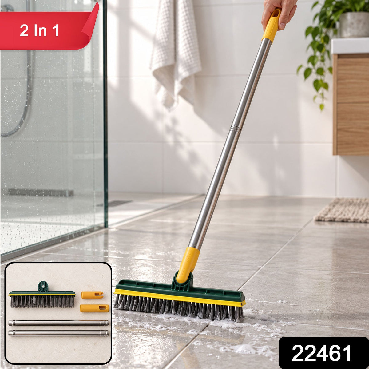 Lightweight 2 in 1 Floor Scrub Brush with Wiper for Women, Easy Cleaning (1 Pc)