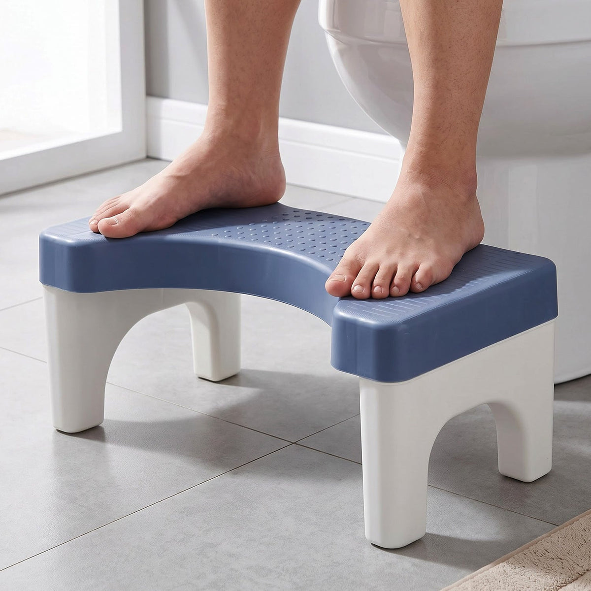 Anti slip ridged surface on the stool top