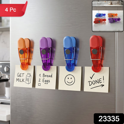 Colourful plastic magnetic clips, 4 piece set