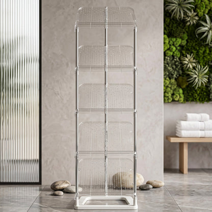 Five tier shoe rack on light background