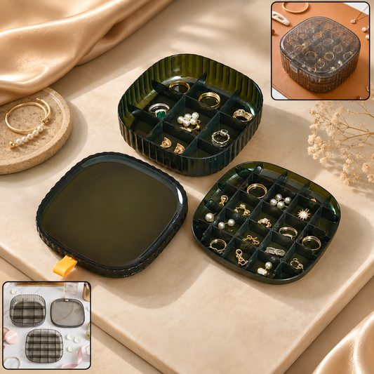 Plastic Multi-Compartment Jewelry Organizer Box, Stackable Ring Storage