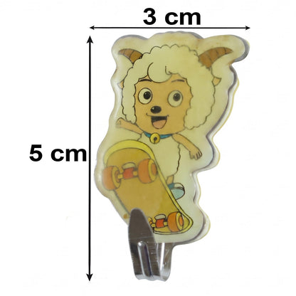 A single cartoon sheep on a skateboard wall hook with dimensions 5 cm height and 3 cm width indicated.