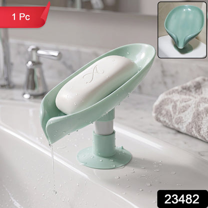 Elegant wall-mounted soap holder with suction cups in a bathroom setting