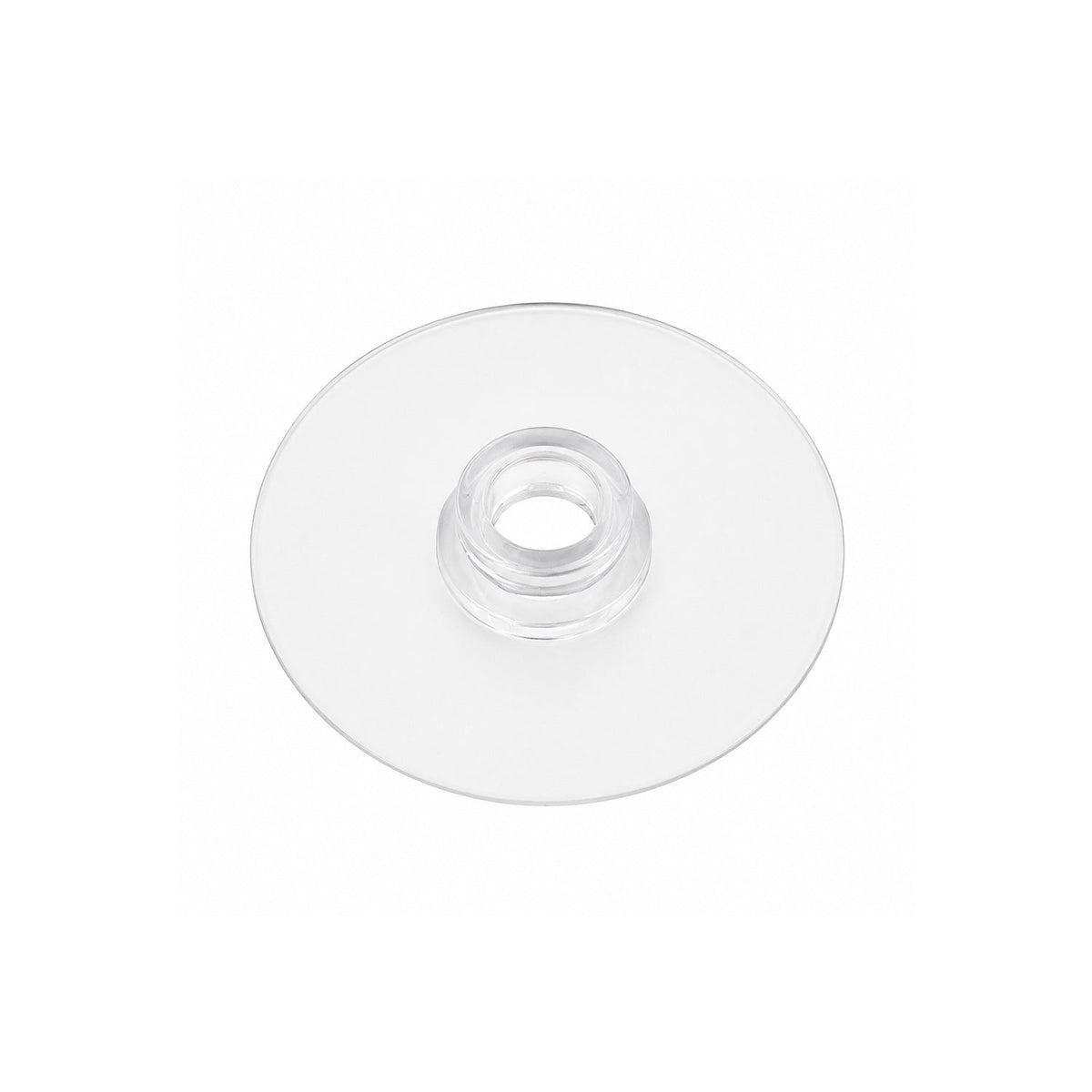 A clear plastic suction cup hook is shown against a plain white background.