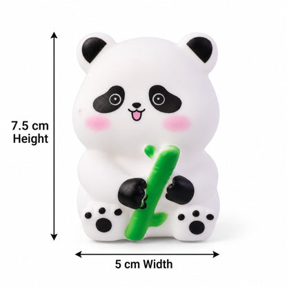 White panda night light with black details and green bamboo, displaying its height of 7.5 cm and width of 5 cm.