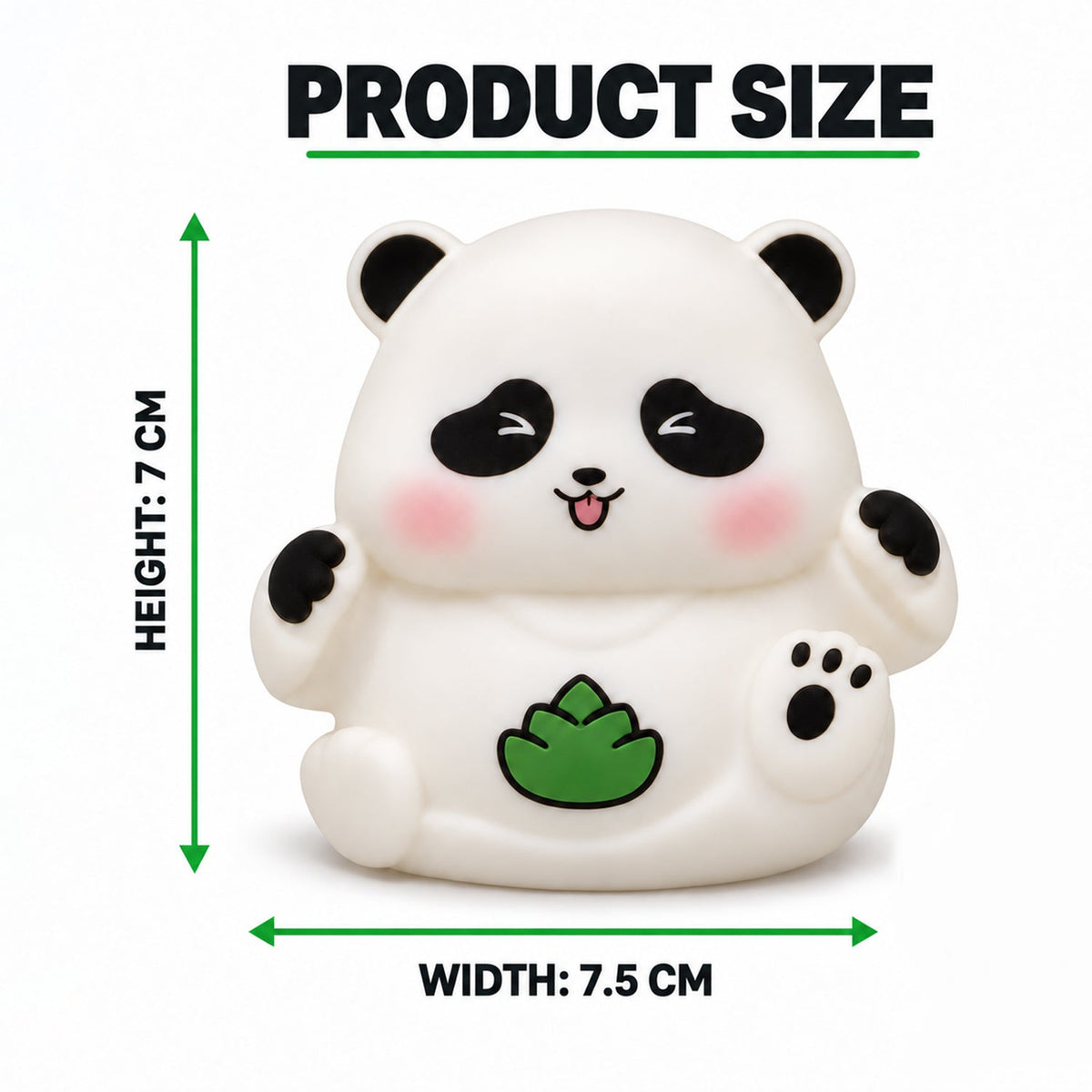 A white panda night light with dimensions indicating 7 cm height and 7.5 cm width.
