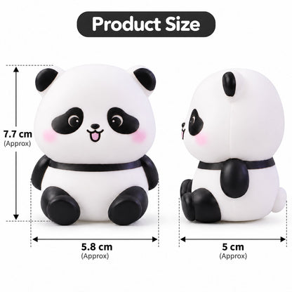 Front and side views of the panda night light with dimensions indicating its height, width, and depth.