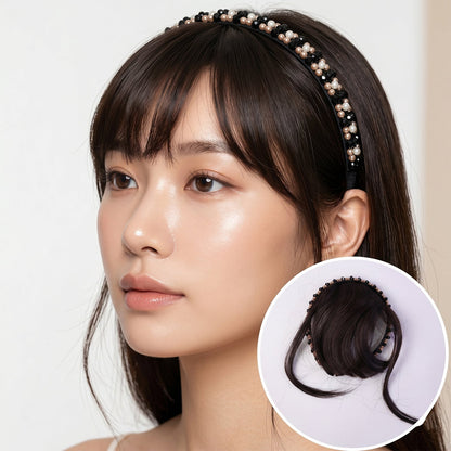 Close-up of synthetic fiber material used in hair bangs extension