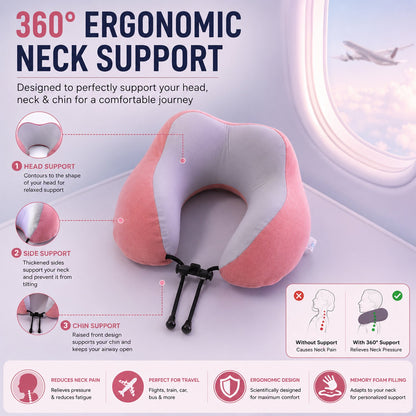 Ergonomic U shaped neck support pillow