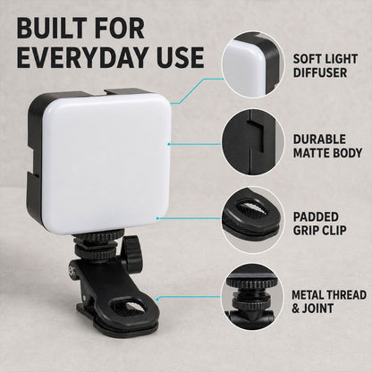 Camera light diffuser body and padded clip features