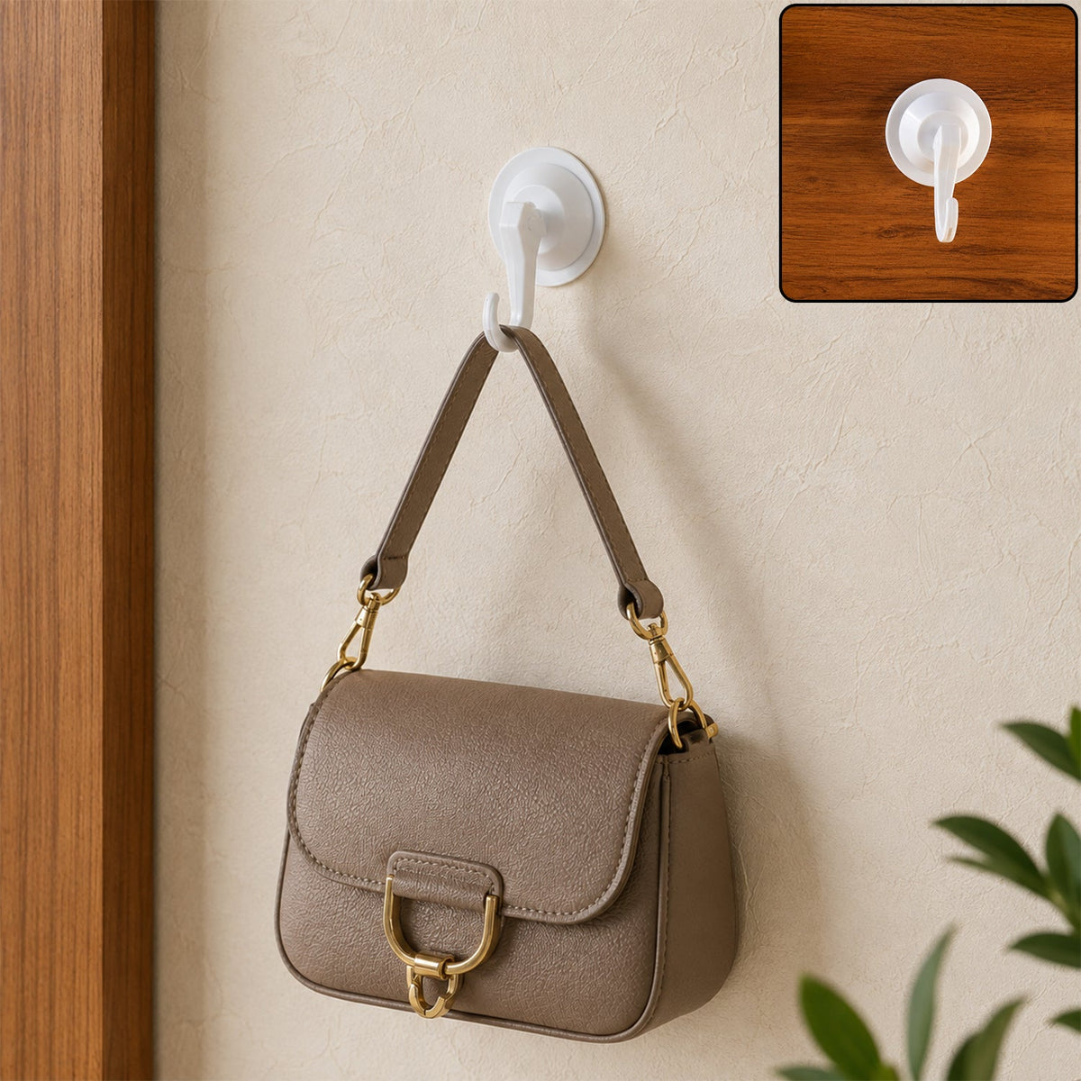 Plastic round suction wall hook in use