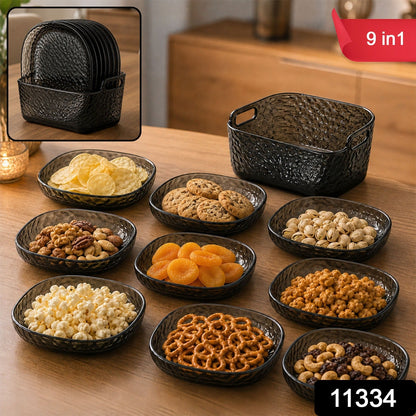 9-in-1 Snack Serving Plate with Separate Compartments