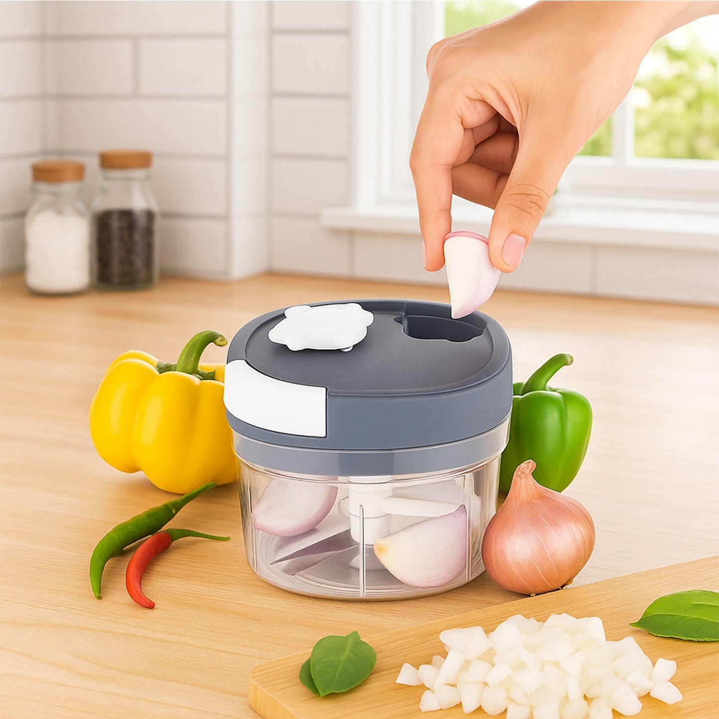 Handy Chopper and Slicer Used Widely for chopping and Slicing of Fruits, Vegetables, Cheese Etc. Including All Kitchen Purposes