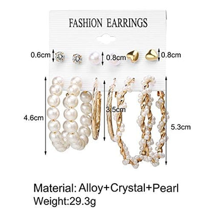 Combo Big Pearl Earrings Female Elegant Bow Earrings Multi Designs Stunning Earrings For Women Girls Combo of 7 Pair Earrings for Girls and Women Western Earring set For Office, Party, Korean fashion