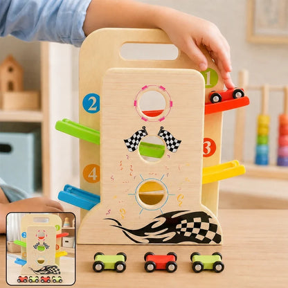 Kids Learning Activity Combo – Magnetic Bead Board, Balance Blocks & Wooden Car Ramp Set