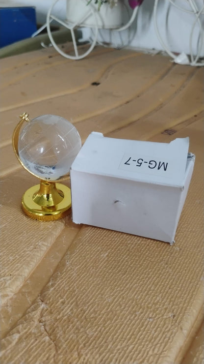 Small Crystal Globe Table Showpiece with Golden Stand (1 Pc)