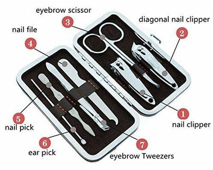 SOVELY 7 In 1 Manicure Kit, pedicure tools for feet, Nail Clipper, Manicure Pedicure kit for women and Men Grooming Kit, Acne Needle, Nail Filer Kit Professional Manicure Pedicure Set With Case