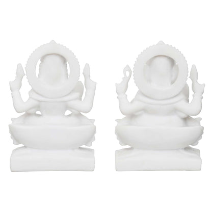 Sovely Shree Laxmi Ganesha Idol Marble Laxmi Ganesh Murti for Puja Ghar Diwali Office Pooja Shop Puja Decoration Gifts, Laxmi Ganesh Marble Murti for Mandir, Dukan - 7.7×7.5×13.3 cm